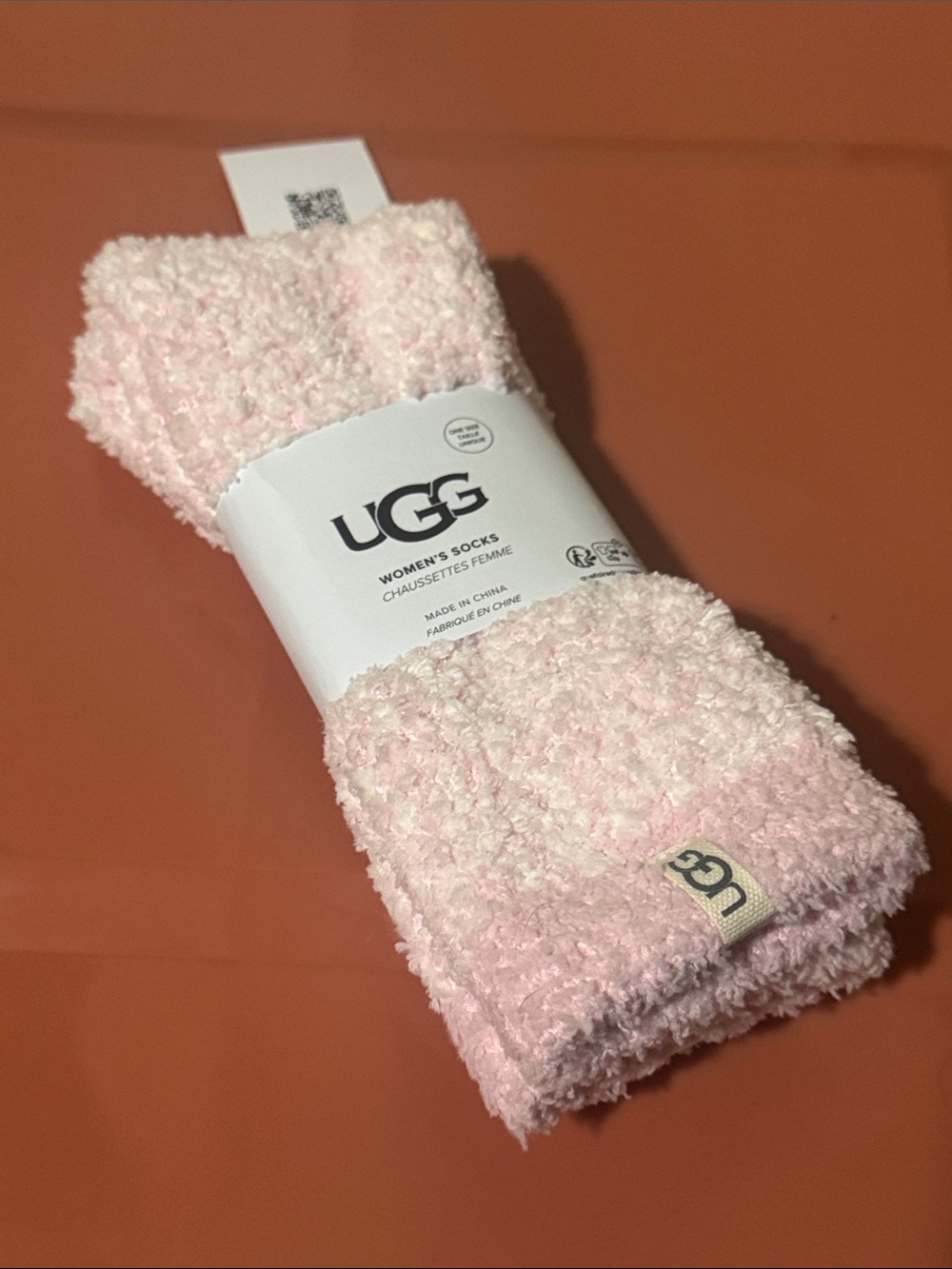 UGG Women Light Pink Fuzzy Socks - One Size